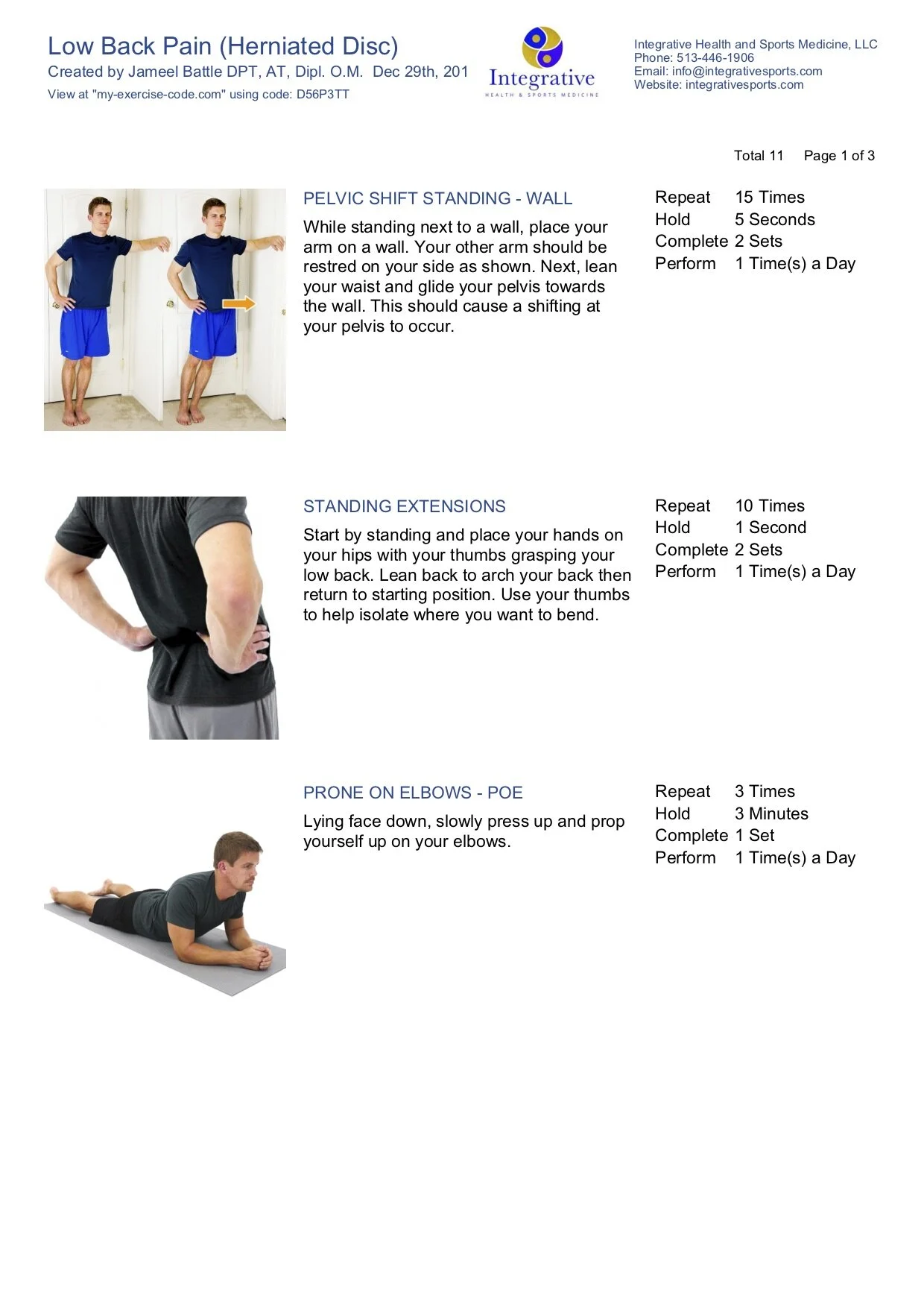 Home Exercise Program for Low Back Pain Herniated Disc